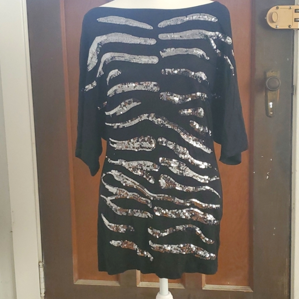 Bebe black silver sparkle tunic